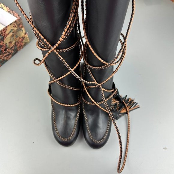 Ulla Johnson Atlas Moccasin High Heel Boot in Noir - Picture 4 of 9